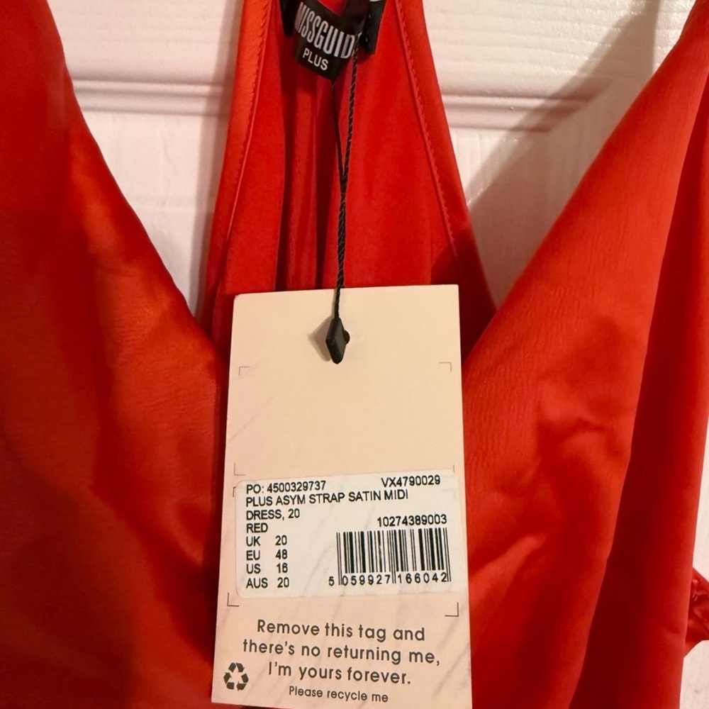 Missguided Plus Size Asymmetrical Strap Satin Midi Dress - Picture 3 of 3